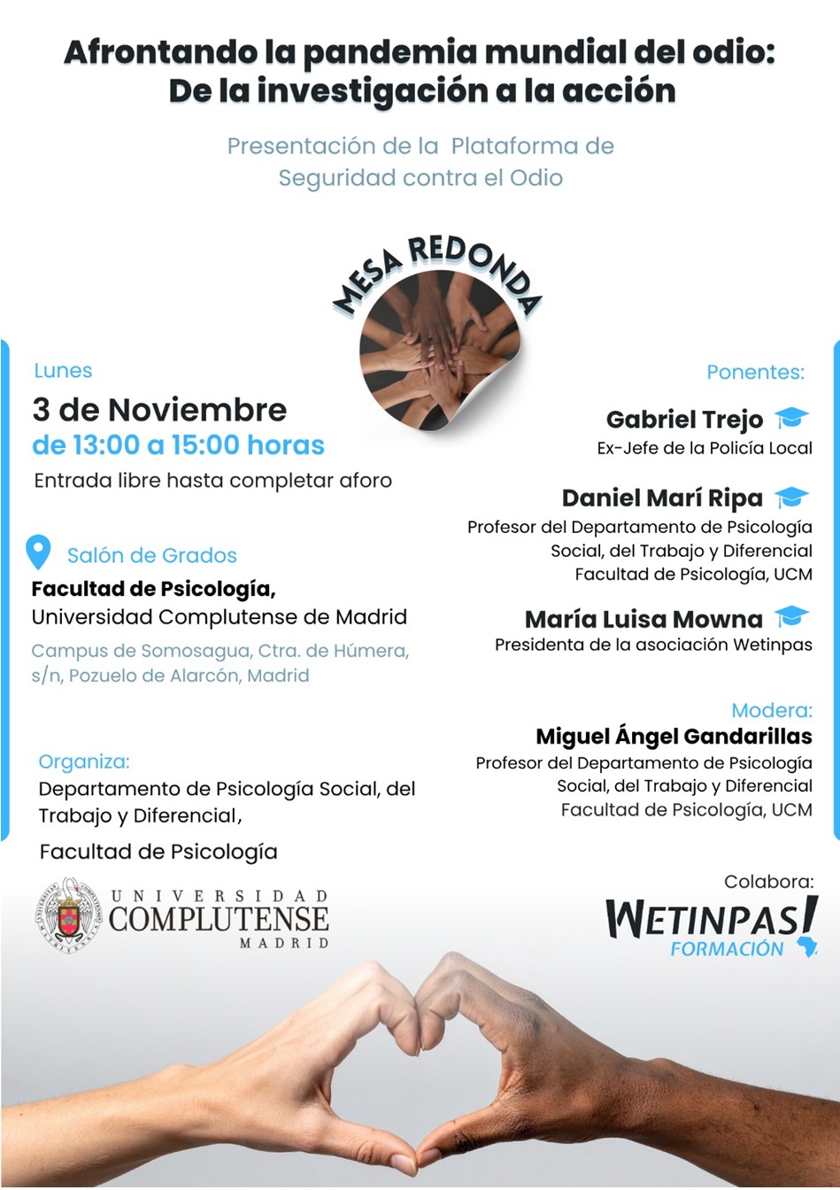 Afrontando la pandemia mundial del odio: de la investigación a la acción: 3 noviembre